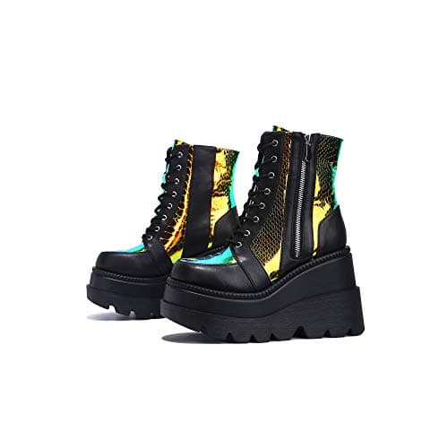 Radio Holographic Block Heel Booties for Women (Cape Robbin)