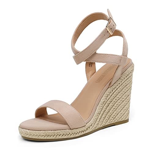 Dream Pairs Women's Dressy Open Toe Espadrille Wedge Sandals with Bucklestrap