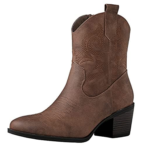GLOBALWIN Women's Western Wear Cowboy Cowgirl Free Birds Disco Outfits Low Heel Boots