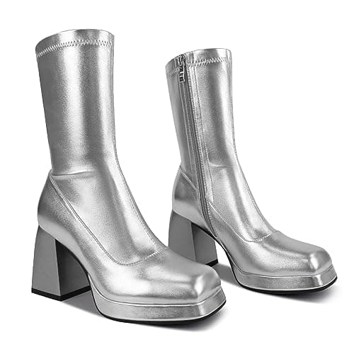 JEDKARAR Sassy Square Toe Go Go Boots for Women
