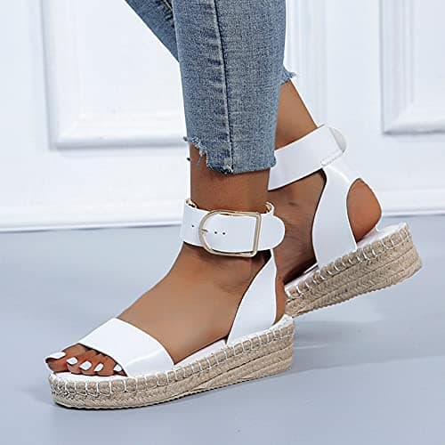Fululuer Wide Width Espadrille Sandals for Women (I-Brown, 8.5)