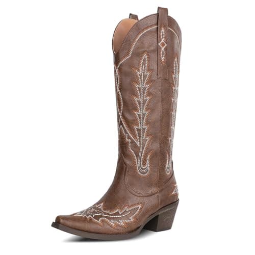 Cowgirl Boots for Women: Knee High Western Style with Embroidered Pointed Toe