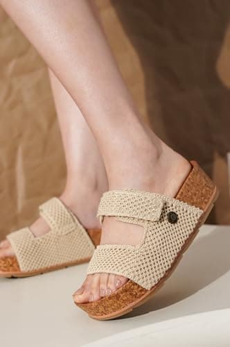 Pismo Women's Genuine Leather Summer Sandals - Comfortable Memory Foam Wedges