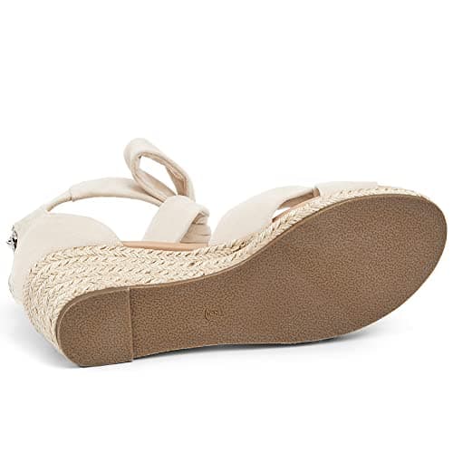 LAICIGO Women's Wedding Espadrilles Wedge Sandals with Back Zipper Open Toe Platform Ankle Strap