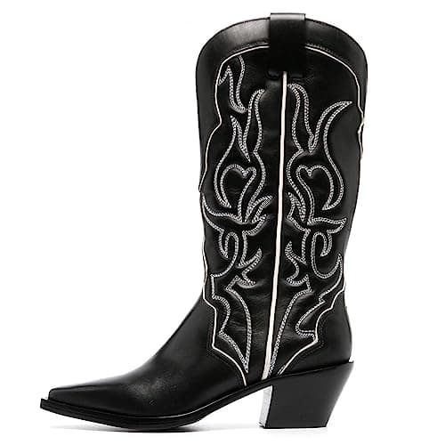 Red Yolkomo Western Cowgirl Boots, Pointed Toe Mid Calf Knee High