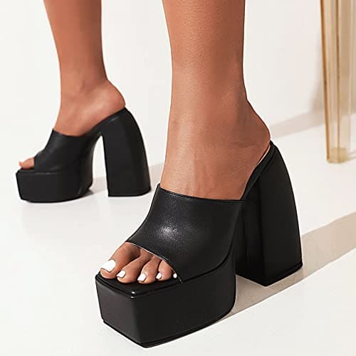 Mikarka Women's Cute Chunky Block Heeled Slip-On Sandals