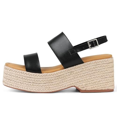 EQAUDES Women's Summer Open Toe Wedge Espadrille Sandals