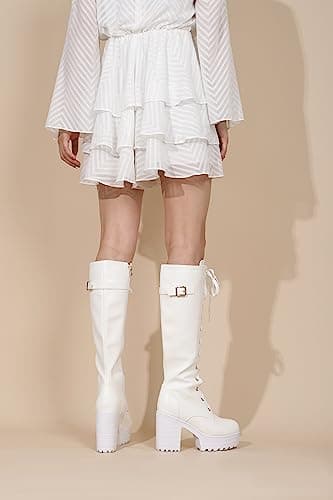 Women's Fashion Knee-High Block Heels with Lace-Up