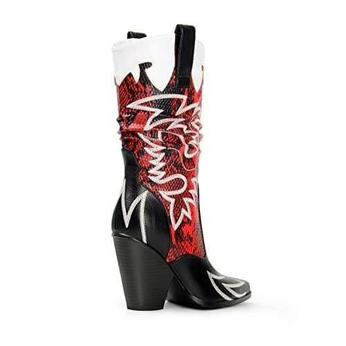 ANN CREEK Women's Contrast Mid Calf Cowboy Boots