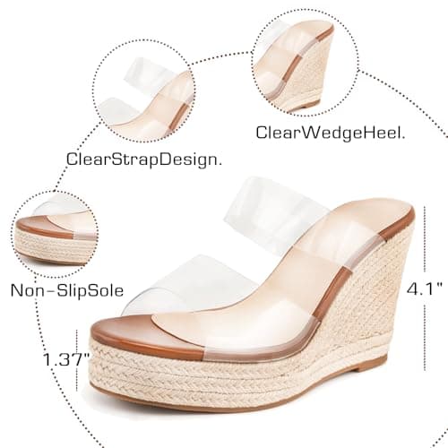 WIRALOMI Women's Clear Wedge Heel Beach Sandals