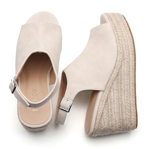 Tilocow Women's Ankle Strap Espadrille Wedges
