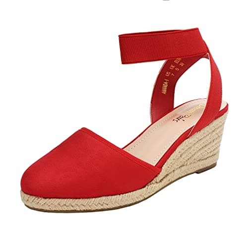 Dream Pairs Women's Elastic Ankle Strap Wedge Sandals