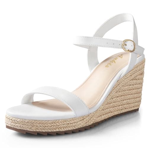 Ankis Platform Wedge Sandals for Women, Black, Brown, White, Nude Espadrille - Summer Comfort High Heel