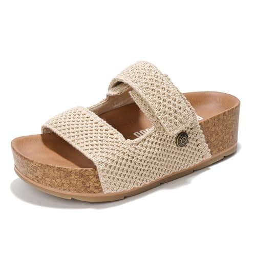 Pismo Women's Genuine Leather Summer Sandals - Comfortable Memory Foam Wedges