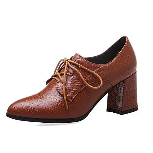 Mikarka Women's Vintage Chunky Heel Brogued Oxford Shoes