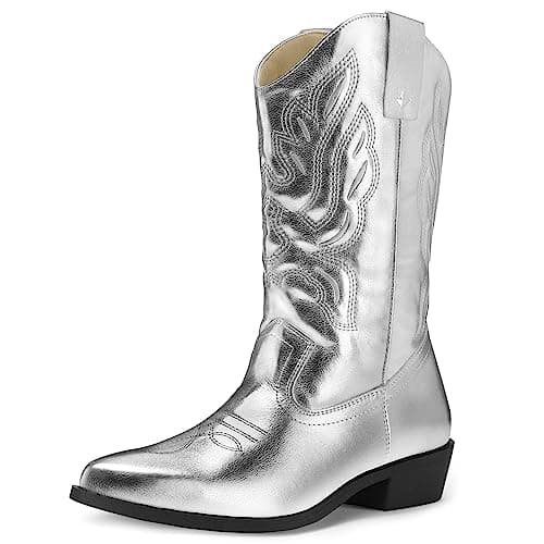 Embroidered Mid-Calf Cowgirl Boots for Women