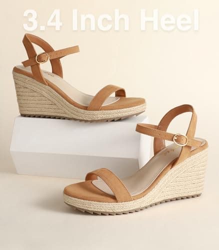 Ankis Platform Wedge Sandals for Women, Black & Brown Espadrilles