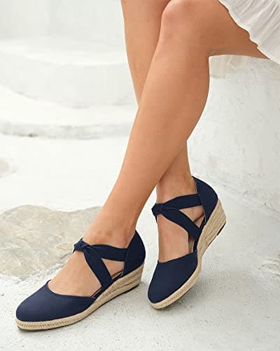 Juliet Holy Women's Bohemian Espadrille Wedge Sandals with Elastic Strap
