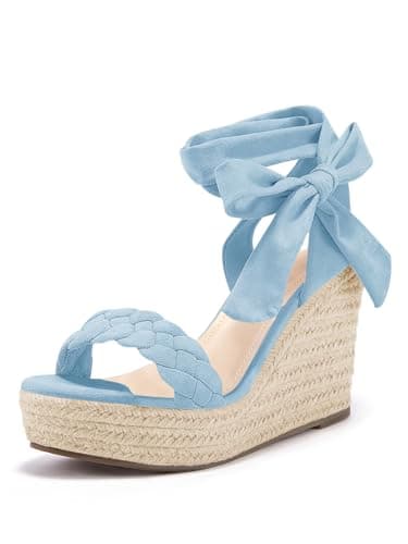 Syktkmx Women's Braided Wedge Espadrille Sandals