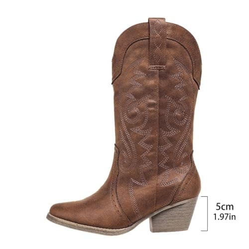 Red Embroidered Western Pointy Toe Booties for Women US5-11