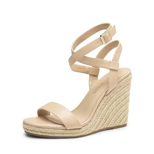 Dream Pairs Women's Dressy Open Toe Espadrille Wedge Sandals with Bucklestrap