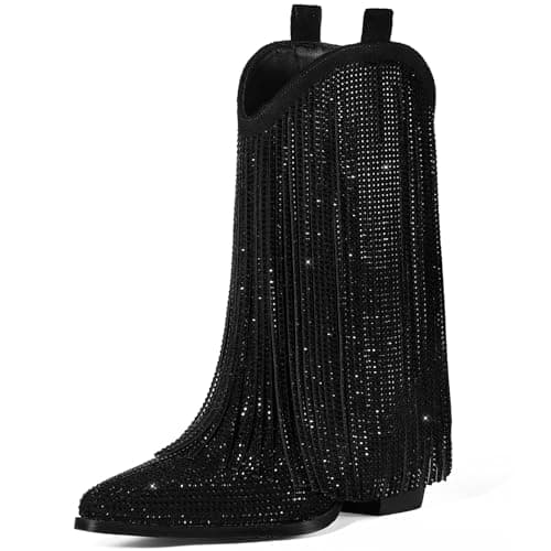 HICLOTSA Sparkly Rhinestone Western Boots for Women