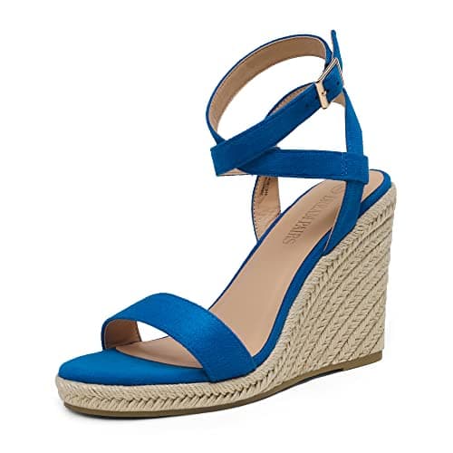 Dream Pairs Women's Dressy Open Toe Espadrille Wedge Sandals with Bucklestrap