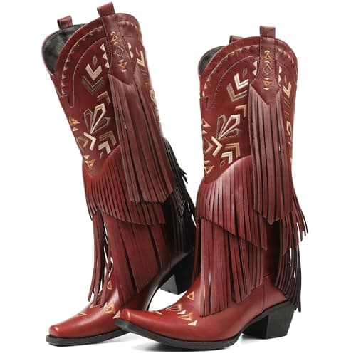 SaraIris Women's Knee High Fringe Boots