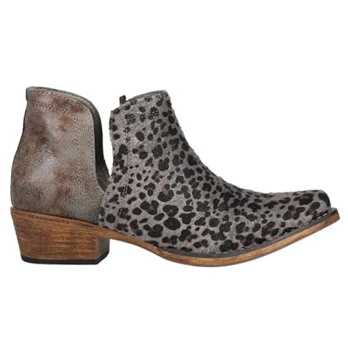 Roper Womens Ava Brown Embroidered Snip Toe Casual Boot - Low Heel 1-2"