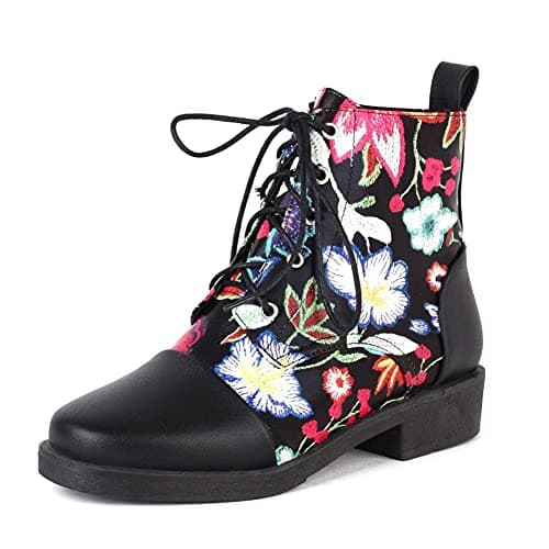 Mikarka Women's Floral Embroidery Ankle Boots