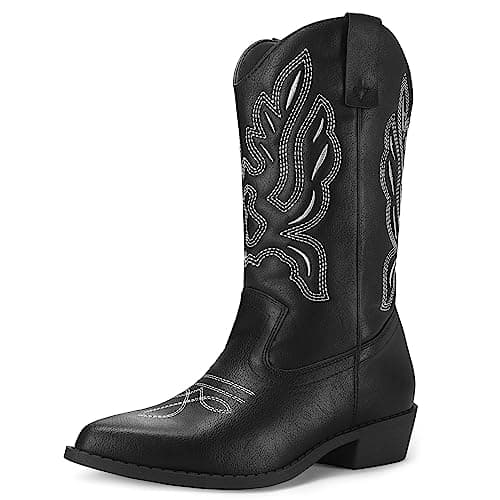 Embroidered Mid-Calf Cowgirl Boots for Women