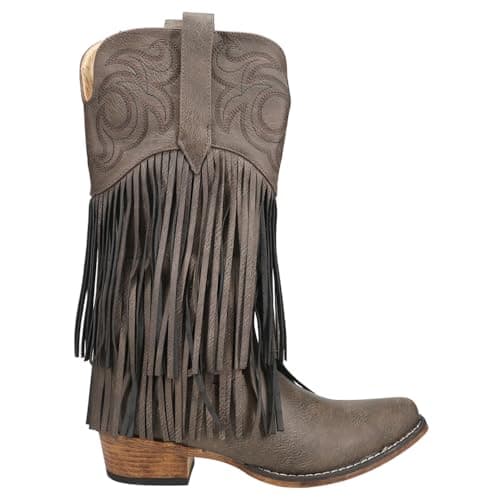 Roper Womens Black Snip Toe Casual Boots Mid Calf Low Heel