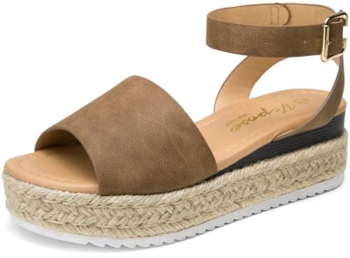 Vepose Women's 400A Platform Wedge Espadrille Sandals with Ankle Strap