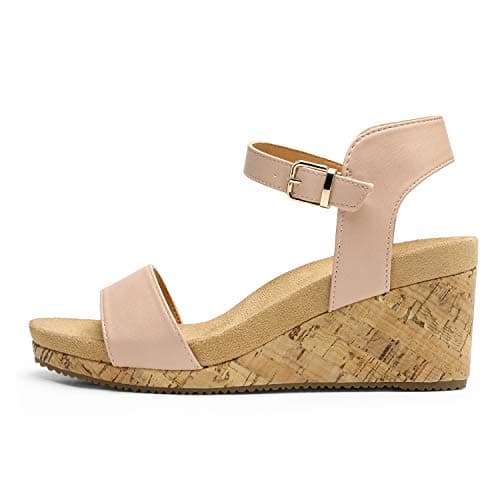 Dream Pairs Women's Open Toe Buckle Ankle Strap Platform Wedge Sandals