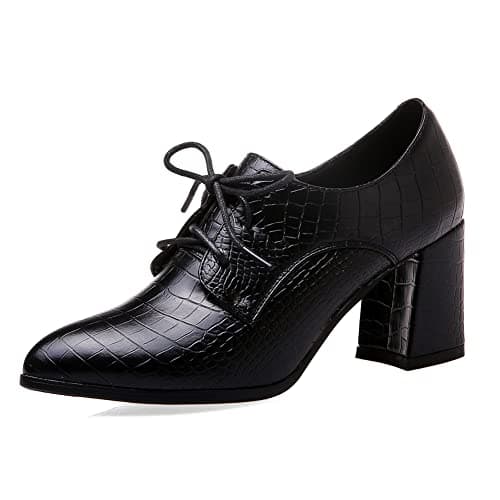 Mikarka Women's Vintage Chunky Heel Brogued Oxford Shoes