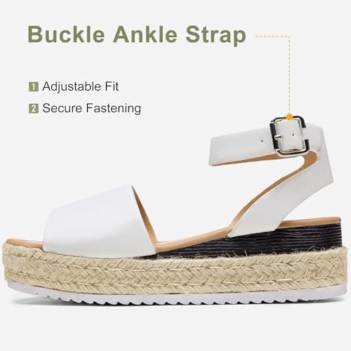 Vepose Women's 400A Platform Wedge Espadrille Sandals with Ankle Strap