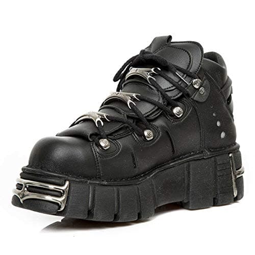 M-106-VS1 Women's Metallic Black Vegan Leather Ankle Boots