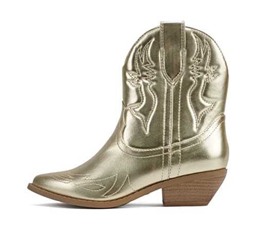 Soda Women's Cowgirl Cowboy Western Stitched Short Booties Pointed Toe (Wide Fit Available)