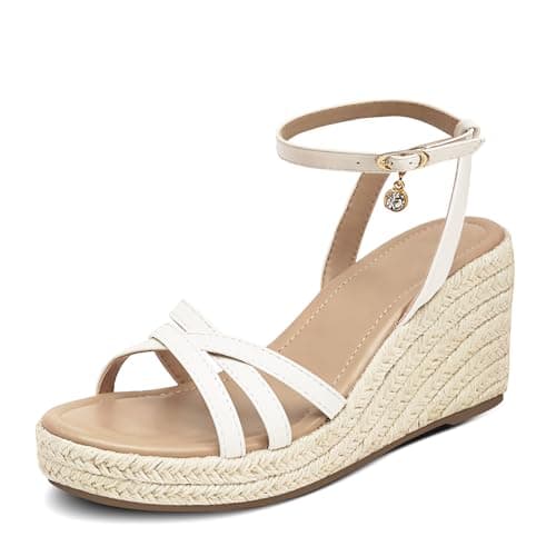 Dressy Strappy Espadrille Wedge Sandals for Women with Cushioned Insole