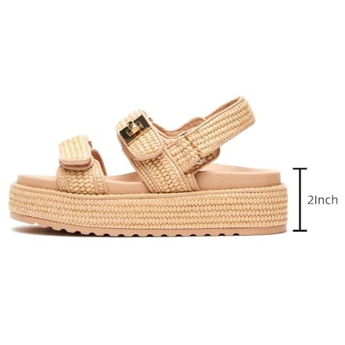 SOVANYOU Raffia Platform Wedge Sandals for Women