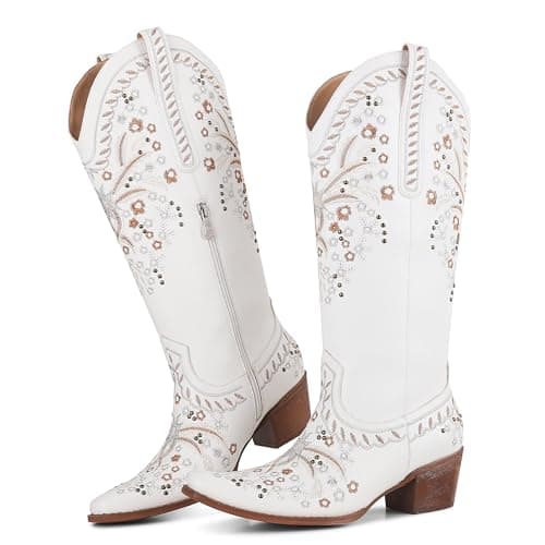 Women's Sparkly Cowgirl Boots with Embroidery