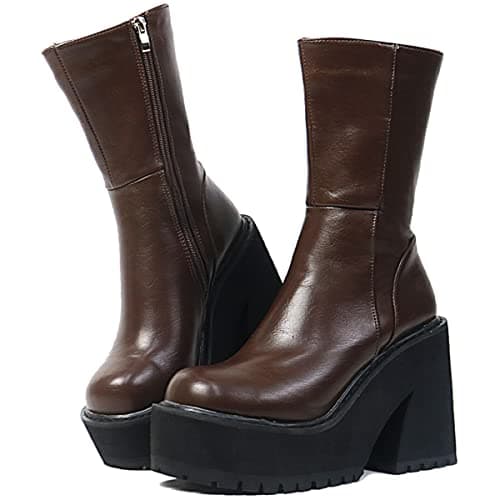 Goiphrri Women's High Heel Round Toe Party Combat Boots