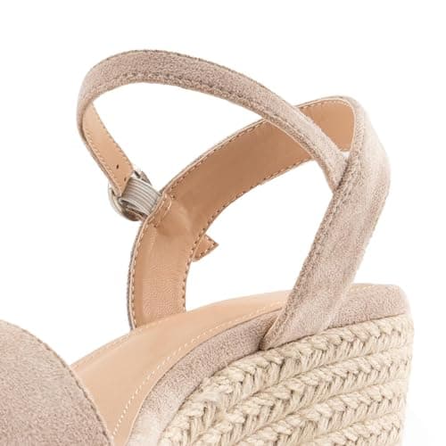 DREAMCIA Women's Wedge Espadrille Platform Sandals Open Toe Buckle Dress ShoesSummer