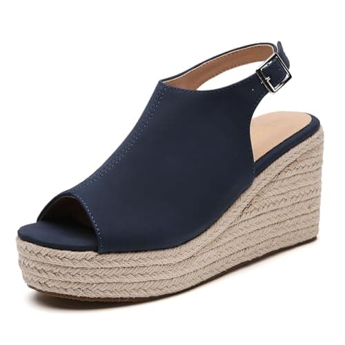 Tilocow Women's Ankle Strap Espadrille Wedges