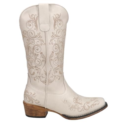 Roper Women's Tall Brown Embroidery Snip-Toe Casual Boots