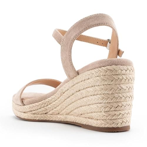 DREAMCIA Women's Wedge Espadrille Platform Sandals Open Toe Buckle Dress ShoesSummer