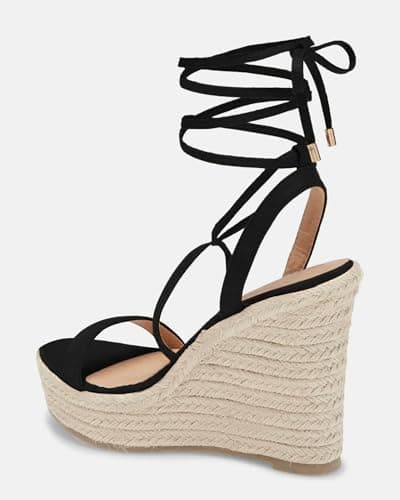 Coutgo Women's Espadrille Wedge Lace-Up Ankle Strap Sandals