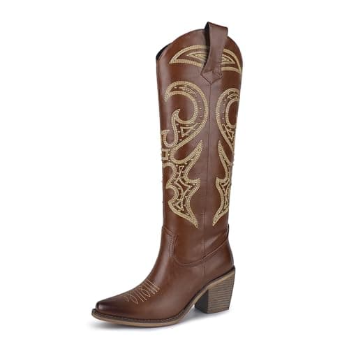 Wetkiss Women's Knee-High Rhinestone Western Boots