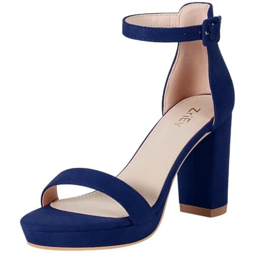 ZriEy 4-Inch Block Heeled Sandals for Women Evening Wedding Prom Party Shoes