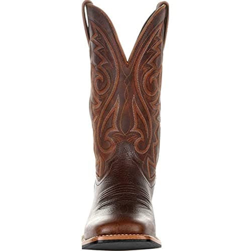 Retro Western Cowboy Boots for Menchunky Heel Pull-On Leather Toe Embroidery